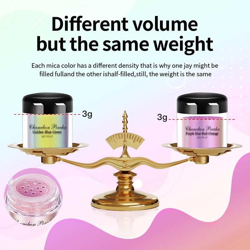 OSBANG 10 Colors Chameleon Mica Powder Color Shift Pigment Powder for Epoxy Resin Painting Soap Making Bath Bombs Candle Making Slime(0.1oz/jar) - Image 4