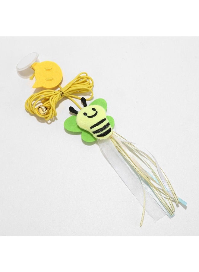 PETSARY Interactive Cat Toys | Kitty Interactive Track Toy | Spring Cat Toys with a Teddy Bear Base, a Feather and Rolling Ball | Cat Feather Teaser Wand Toy for Indoor Cats Kitten (Yellow) - Image 1