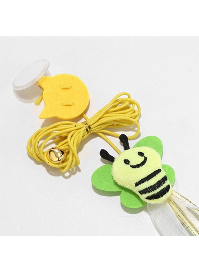 PETSARY Interactive Cat Toys | Kitty Interactive Track Toy | Spring Cat Toys with a Teddy Bear Base, a Feather and Rolling Ball | Cat Feather Teaser Wand Toy for Indoor Cats Kitten (Yellow) - Image 2