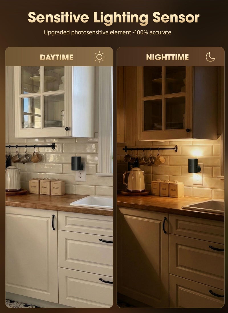 Brightown 2 Pack Night Lights Plug Into Wall, Modern Night Light with Rotating Plug, Dusk to Dawn Sensor, 0-100LM Stepless Dimming Nightlights, Home Decor for Hallway Bedroom Bathroom, Soft White - Image 3