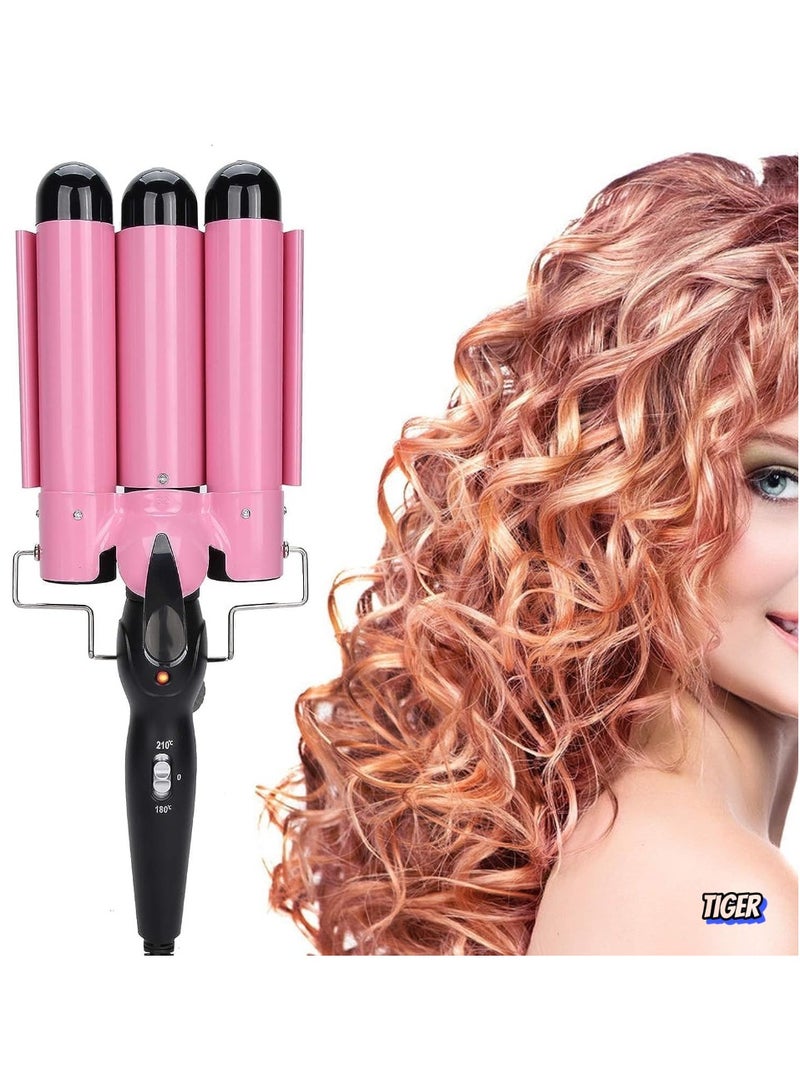 TIGER New 3 Barrel Curling Iron, 32mm Hair Curler Electric Hair Waver, Temperature Adjustable Quick Heated Hair Crimper Styling Tool, Ideal for Salon and Home Use - Image 1