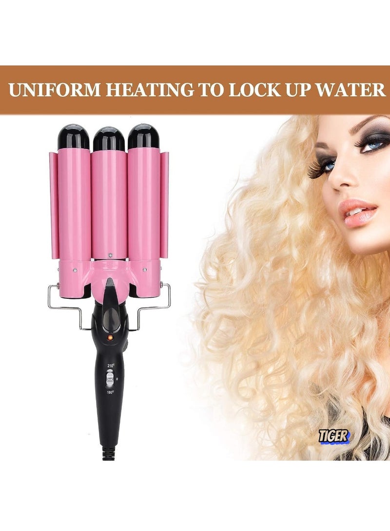 TIGER New 3 Barrel Curling Iron, 32mm Hair Curler Electric Hair Waver, Temperature Adjustable Quick Heated Hair Crimper Styling Tool, Ideal for Salon and Home Use - Image 2