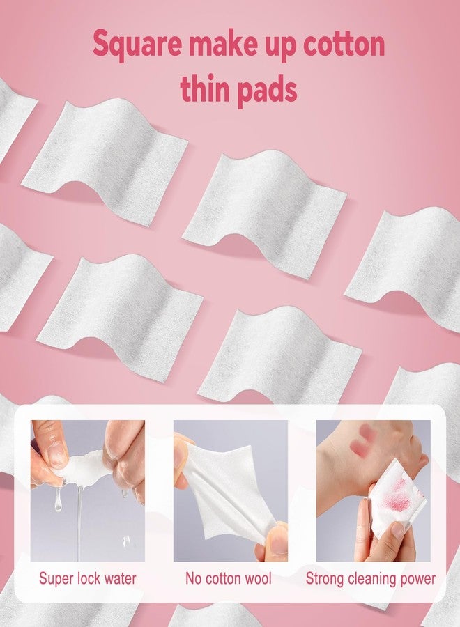ICOTLE Square Cotton Pads 475 Pcs Makeup Remover Pads Cotton Squares for Face 75 Thick and 400 Ultra-Thin for Daily Skin Care, Pair with Makeup Remover - Image 3