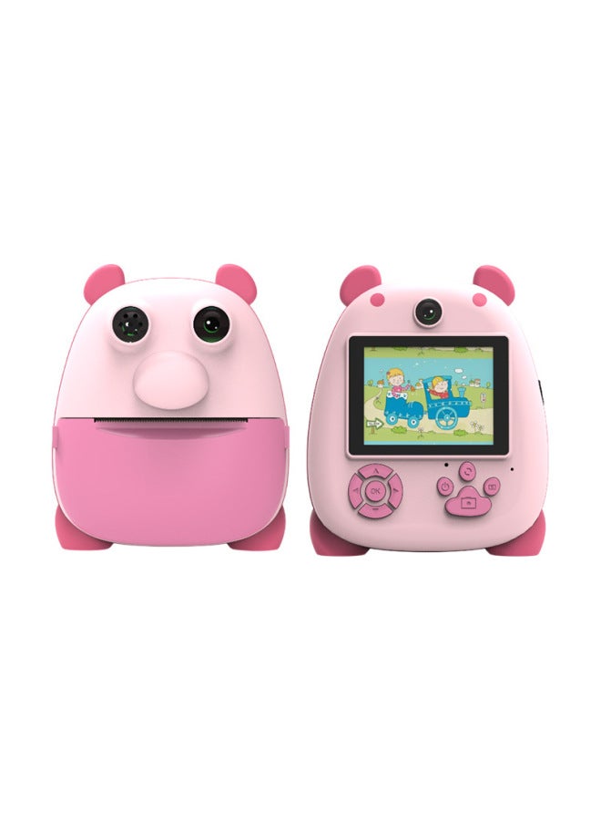Children HD Camera Baby Birthday Gift Hot Fun Print Camera Selfie-Ready Camera-Colour:Pink + 32g Memory Card + Card Reader + Adapter + Learning App - Image 1