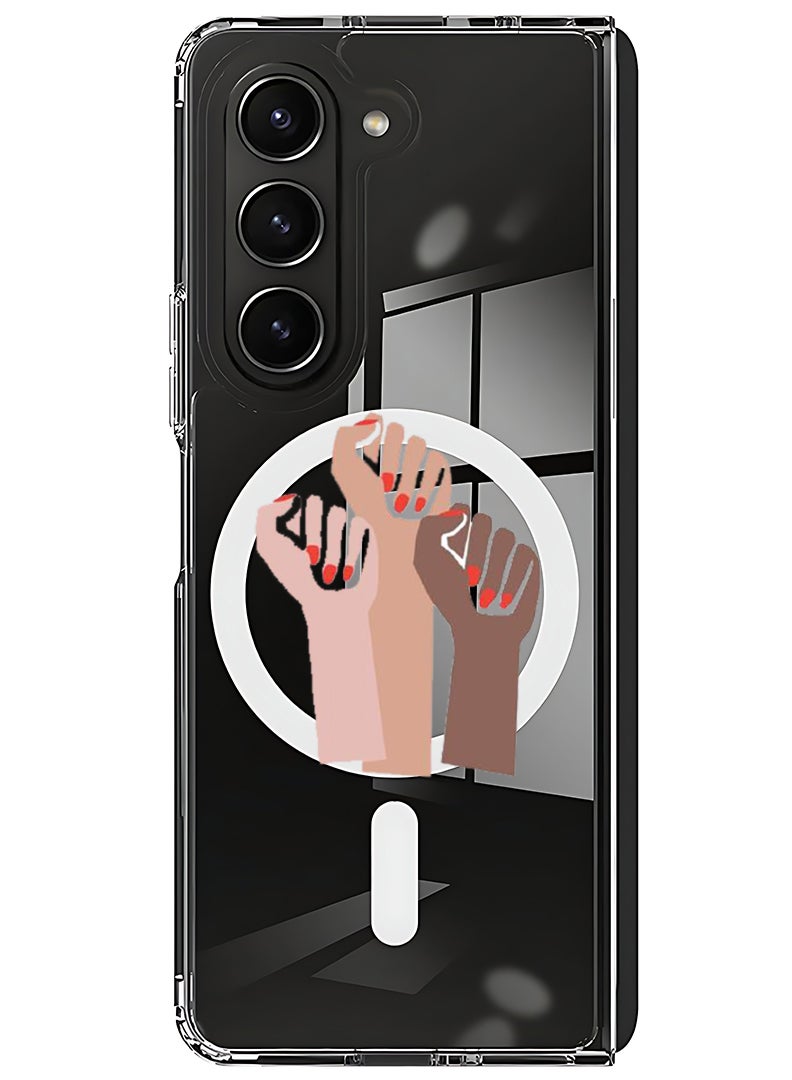 Theodor Magnetic Case for Samsung Galaxy Z Fold 6 Compatible with MagSafe Wireless Charging, Shockproof Phone Bumper Cover Girl power - Image 1