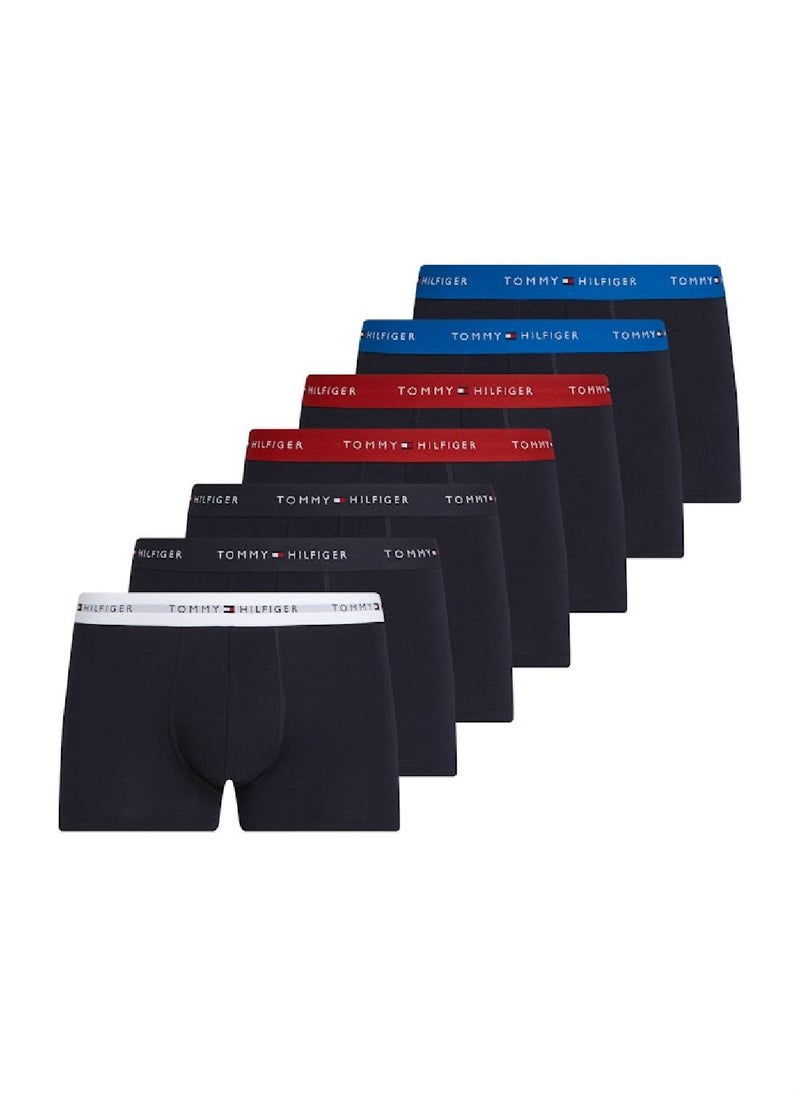 TOMMY HILFIGER - Men's 7-Pack Signature Logo Waistband Trunks - Cotton, Multicolour - Image 1