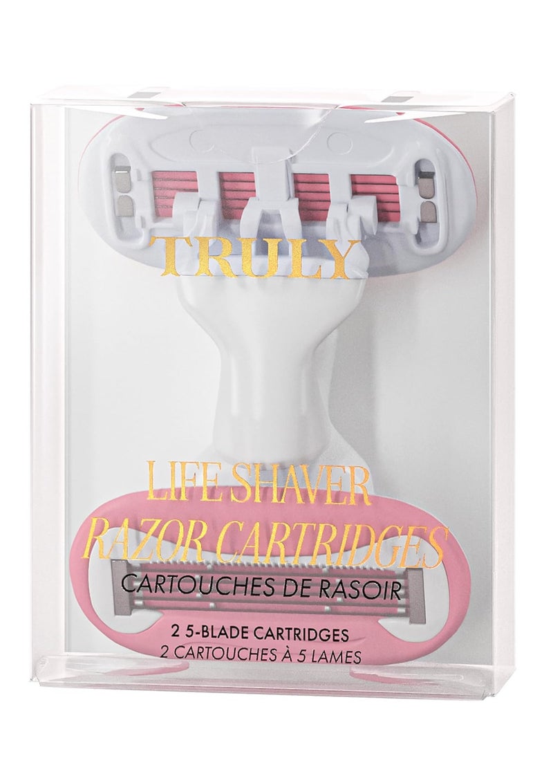 Truly - Truly Life Pink Razor Cartridges | 2 Pcs Razor Blade Refills | Double Bladed Head Razors for Women with Interchangeable Razor Refills for Consistently Smooth and Effortless Shaving - Image 1