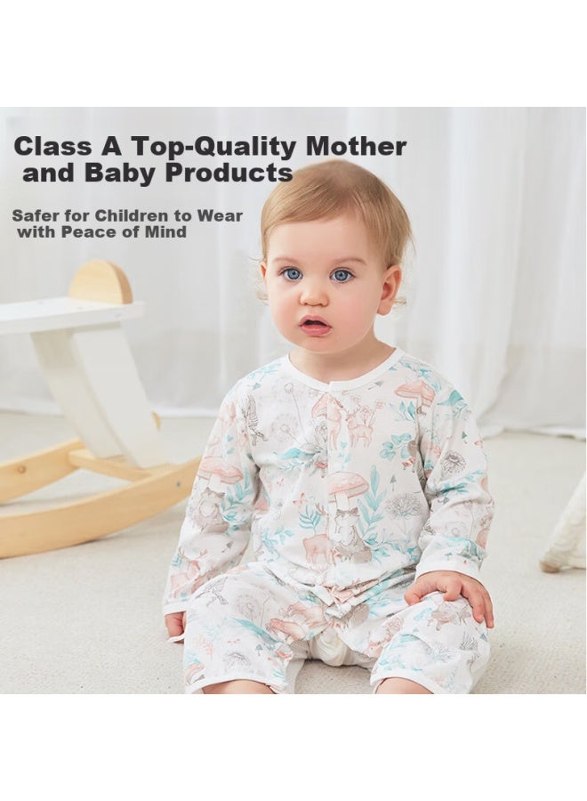 Lovebox Aibao Baby Romper Pure Cotton Summer Thin Baby Ha Yi Newborn Short Sleeve Crawling Suit T175 Jungle Story 80cm - Image 2