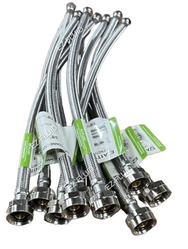 EZ-FLUID 10 EZFluid 12Inch Metal Nut Toilet Water Supply Connector38 Compression x 78 Female Brass Ballcock BCToilet Water Supply Connector Line Braided Stainless Steel Toilet Supply Line - Image 1