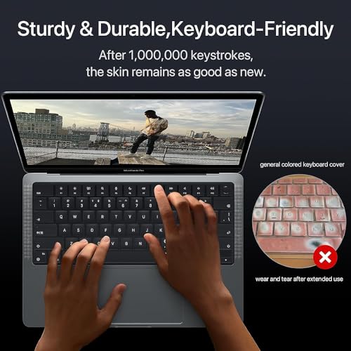 Oaky Premium Keyboard Skin Cover for 2024-2021 MacBook Air 13.6 inch 15.3 inch M2 M3 M4 & MacBook Pro 14/16 inch 2021-2024 M4 M3 M2 M1 Pro/Max Chip Keyboard Protector - Translucent Grey - Image 3