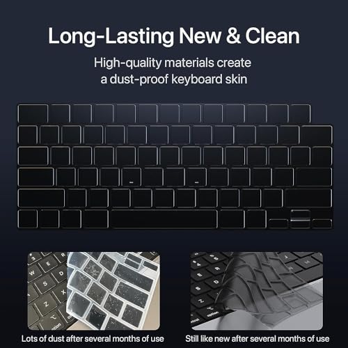 Oaky Premium Keyboard Skin Cover for 2024-2021 MacBook Air 13.6 inch 15.3 inch M2 M3 M4 & MacBook Pro 14/16 inch 2021-2024 M4 M3 M2 M1 Pro/Max Chip Keyboard Protector - Translucent Grey - Image 5