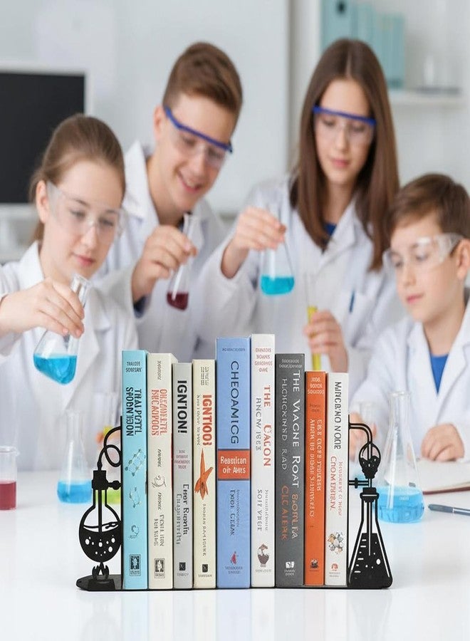 ENCIMART Chemistry Metal Bookends for Shelves, Experimental Bookends Decor for Chemistry Classroom Laboratory Bookshelf, Ideal Chemistry Gift for Nerds Chemistry Teachers Friends Professors Graduates Scientist - Image 2