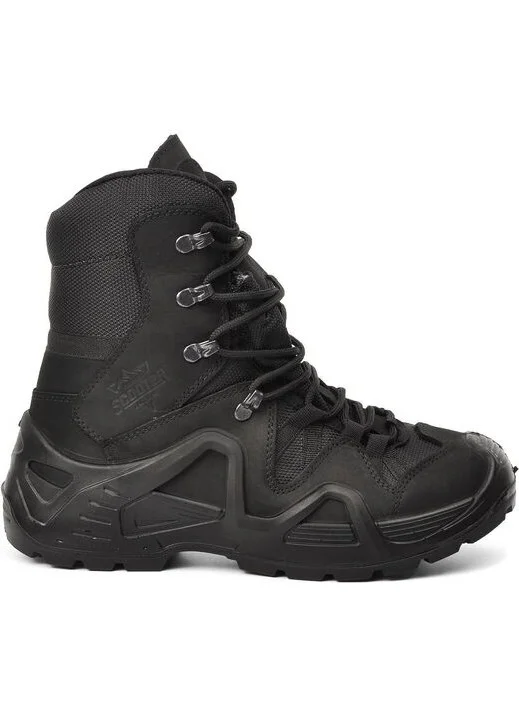 Scooter  Black Nubuck Waterproof Outdoor Long Boot