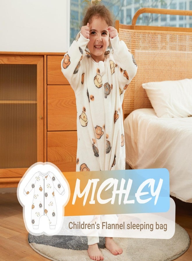 MICHLEY Flannel Baby Sleeping Bag Unisex Pajamas, Long Sleeve Zipper Wearable Sleeping Sack for Autumn Winter Boys Girls,Whitebear,2-3T, Size 100 - Image 2
