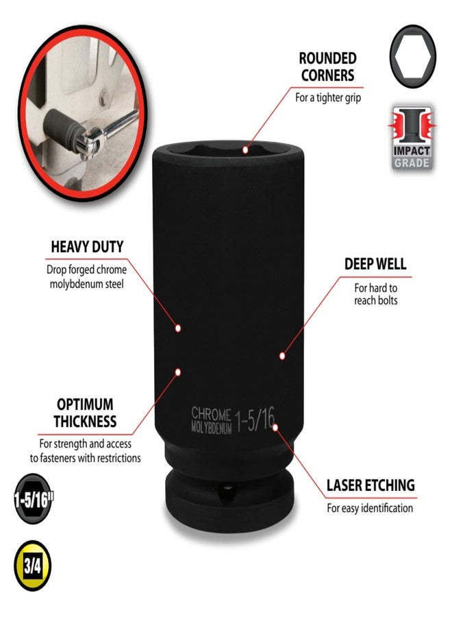 بيرفورمانس تول أداة الأداء M742-42 مقبس تأثير حائطي بعمق 1-5/16 بوصة وقطر 3/4 بوصة - Image 3