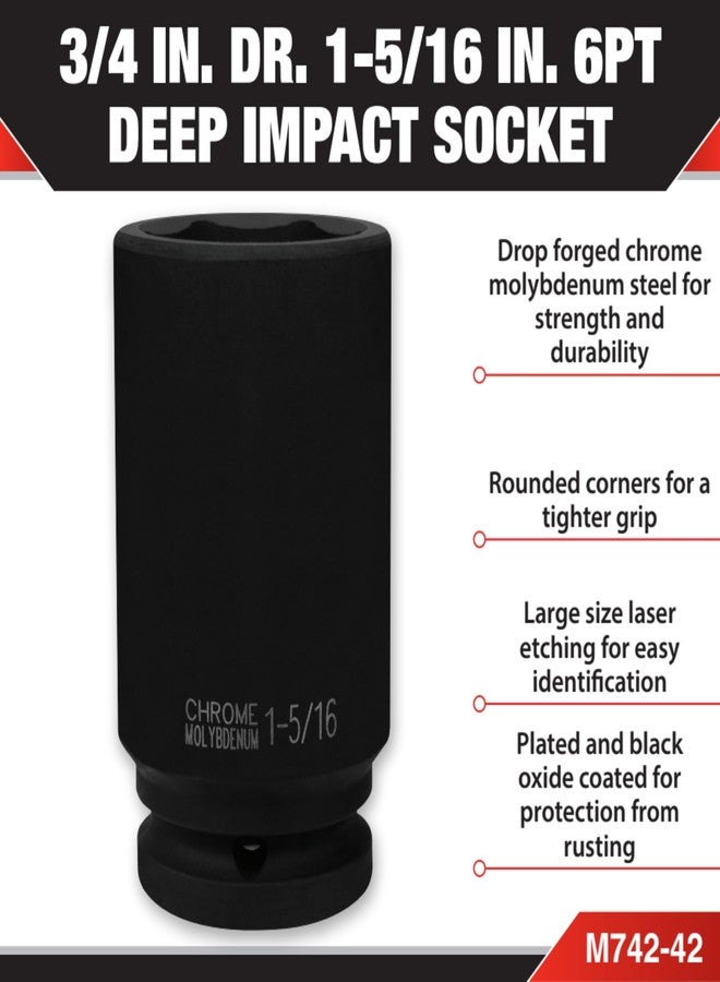 بيرفورمانس تول أداة الأداء M742-42 مقبس تأثير حائطي بعمق 1-5/16 بوصة وقطر 3/4 بوصة - Image 2