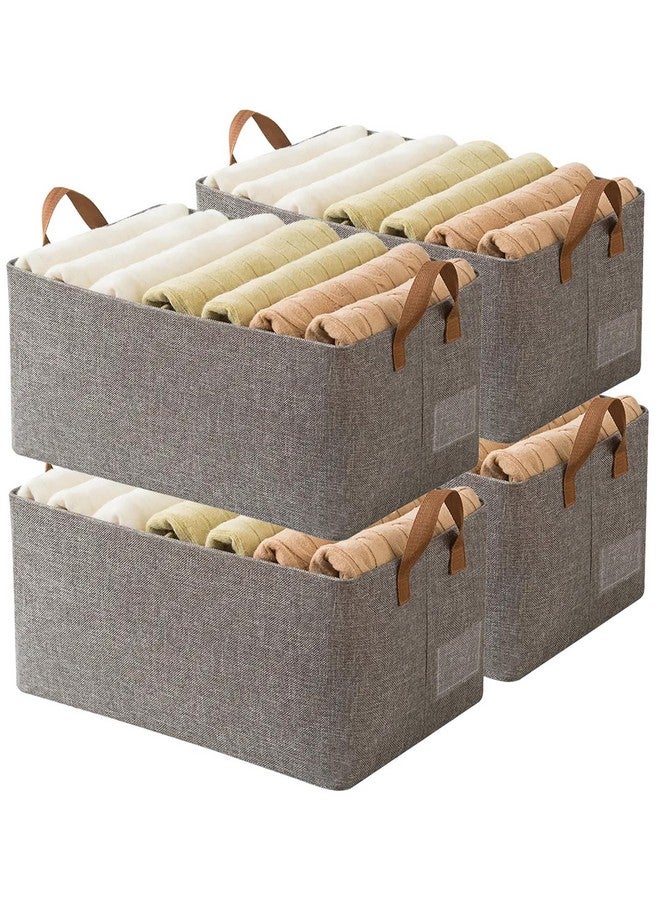 AARAINBOW 4 Pcs Closet Clothes Organizer Bins, Closet Fabric Storage Box with Steel Frame Stackable Shelf Storage Baskets, Fabric Storage Baskets Foldable Closet Shelf Storage Containers, 23L (4 Gray) - Image 1
