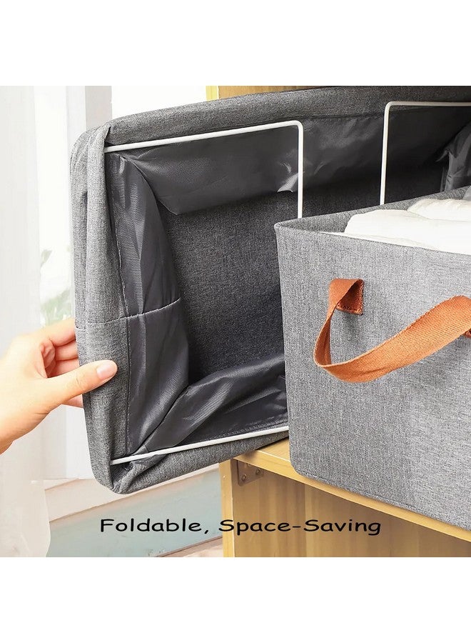 AARAINBOW 4 Pcs Closet Clothes Organizer Bins, Closet Fabric Storage Box with Steel Frame Stackable Shelf Storage Baskets, Fabric Storage Baskets Foldable Closet Shelf Storage Containers, 23L (4 Gray) - Image 4
