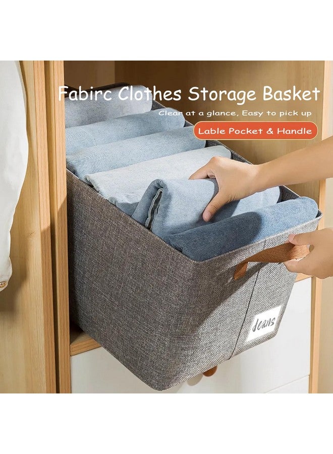 AARAINBOW 4 Pcs Closet Clothes Organizer Bins, Closet Fabric Storage Box with Steel Frame Stackable Shelf Storage Baskets, Fabric Storage Baskets Foldable Closet Shelf Storage Containers, 23L (4 Gray) - Image 5