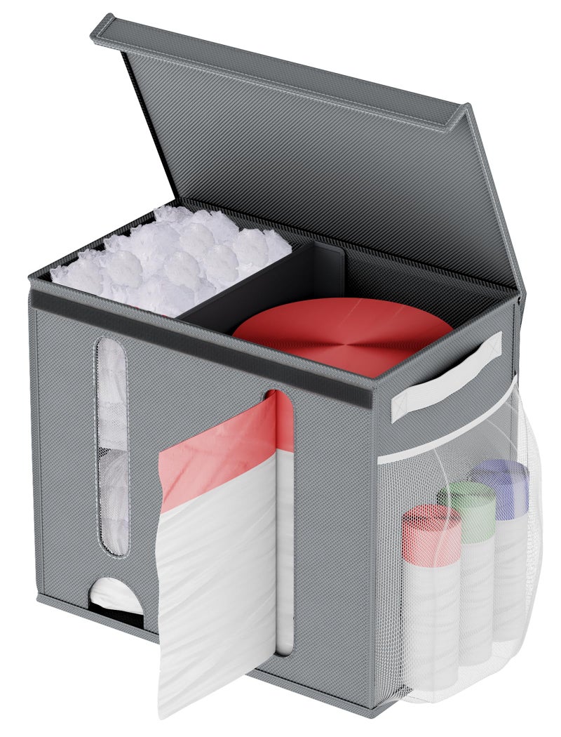 NiHome 2-in-1 Nonwoven Fabric Trash Bag Dispenser & Grocery Bag Holder, Large Adjustable Organizer for 4-33 Gallon Rolls, Wall-Mounted or Countertop Use, Multi-Purpose for Kitchen, Bathroom (Gray) - Image 1