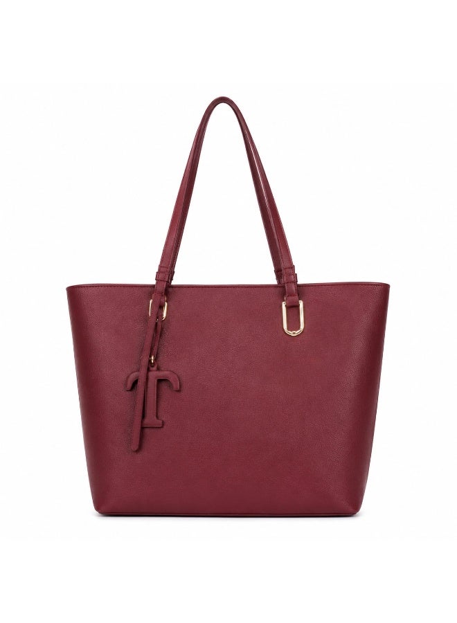 حقيبة كتف نسائية كبيرة (Tote) بلون عنابي