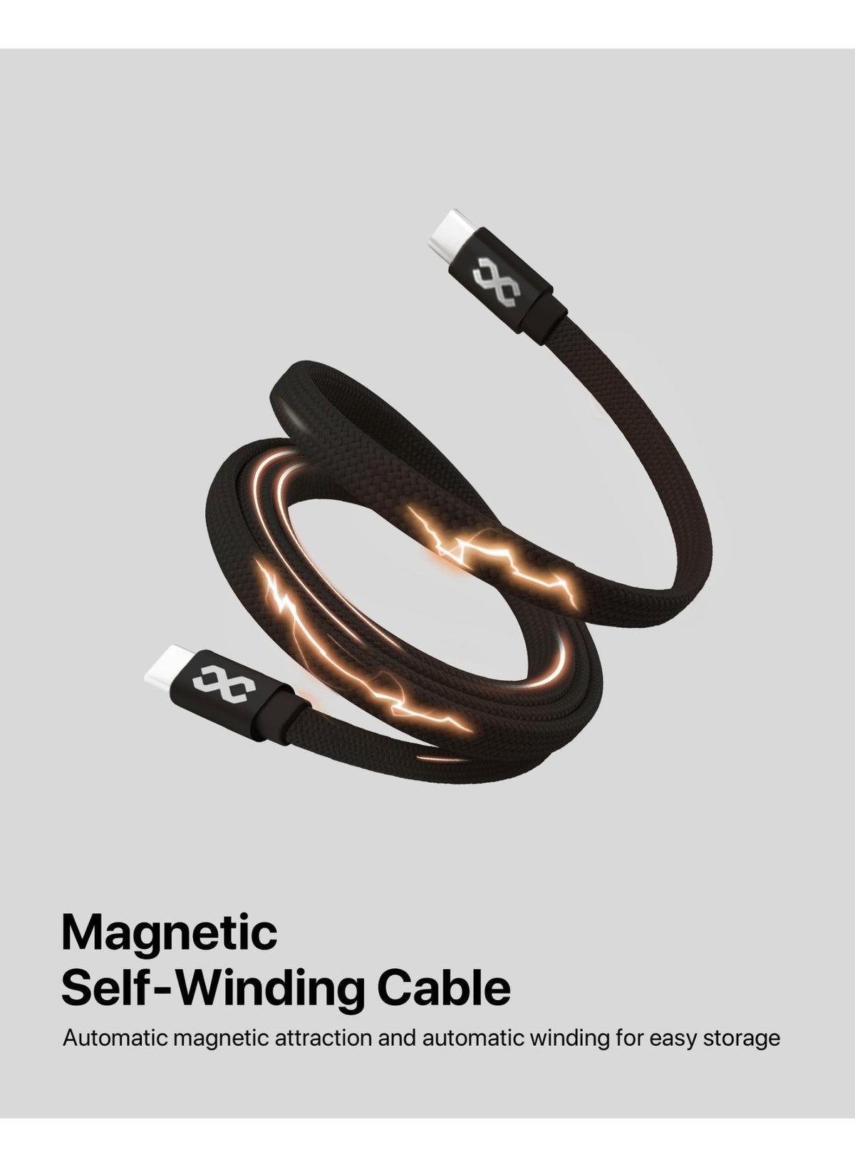 Infinity Mag Loop 100W Usb-C To Usb-C Magnetic Cable 1M - Black