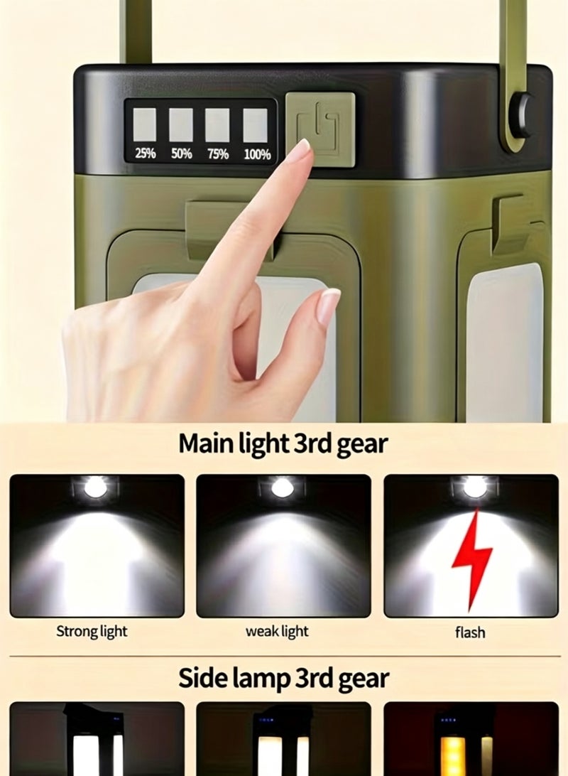 NIBEMINENT Portable Camping Lamp - Solar Charging, USB Power Bank, SOS Emergency Light, 6 Modes, IPX4 Waterproof, 266g Ultra-Light with Hook for Emergency, Camping, Hiking - Image 5