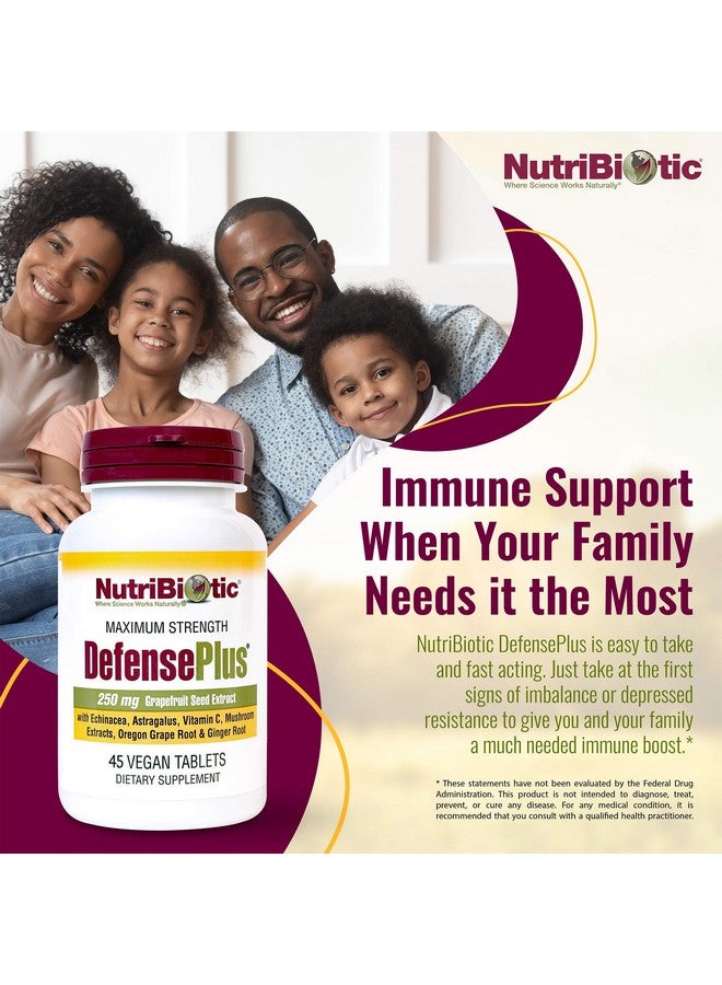 NutriBiotic - DefensePlus, 45 Tablets | 11 in 1 Immune Support with Vitamin C, Zinc, Grapefruit Seed Extract, Echinacea, Astragalus Root & Immune Boosting Extracts & Mushrooms | Vegan & Gluten Free - Image 4