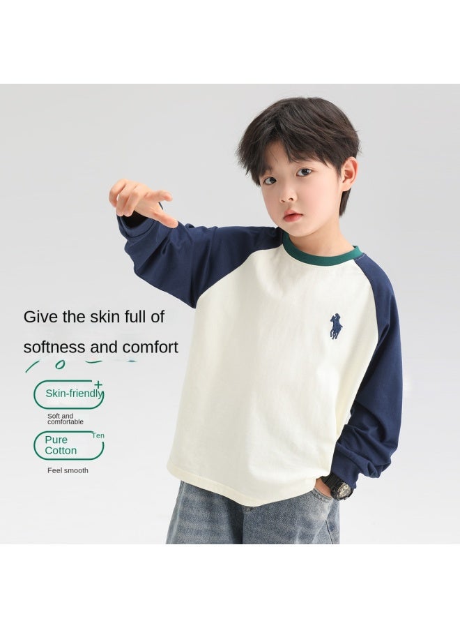 Zuoxi Boys' Long Sleeve Cotton T-shirt | Spring/autumn Base Layer | Kids' Hoodie | Stylish Loose Top | Big Boys' Clothing - Image 3