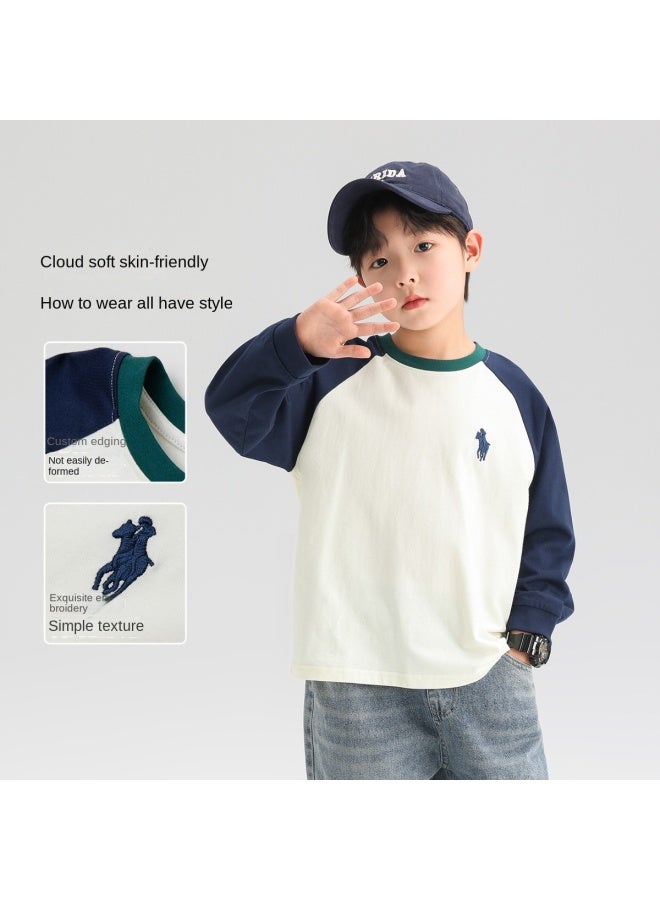 Zuoxi Boys' Long Sleeve Cotton T-shirt | Spring/autumn Base Layer | Kids' Hoodie | Stylish Loose Top | Big Boys' Clothing - Image 4