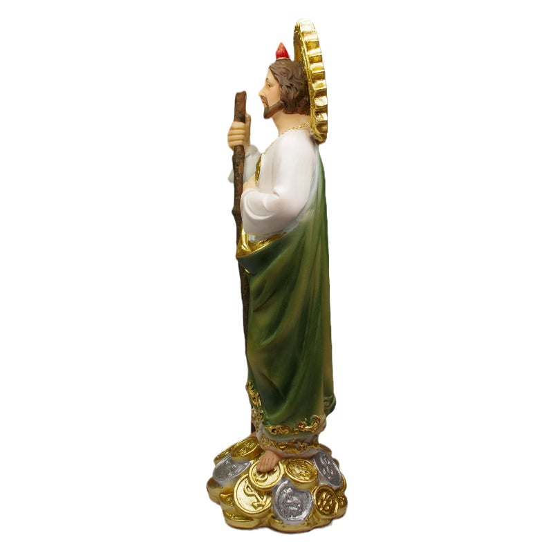 PSYHILAR 8 Inch San Judas Tadeo Estatua, Saint Jude Statue St Juditas Coins Money Resin Religious Figurine - Image 5