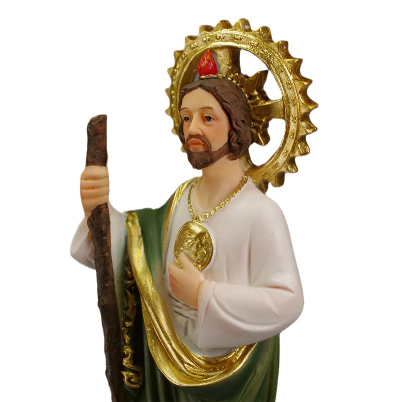 PSYHILAR 8 Inch San Judas Tadeo Estatua, Saint Jude Statue St Juditas Coins Money Resin Religious Figurine - Image 2