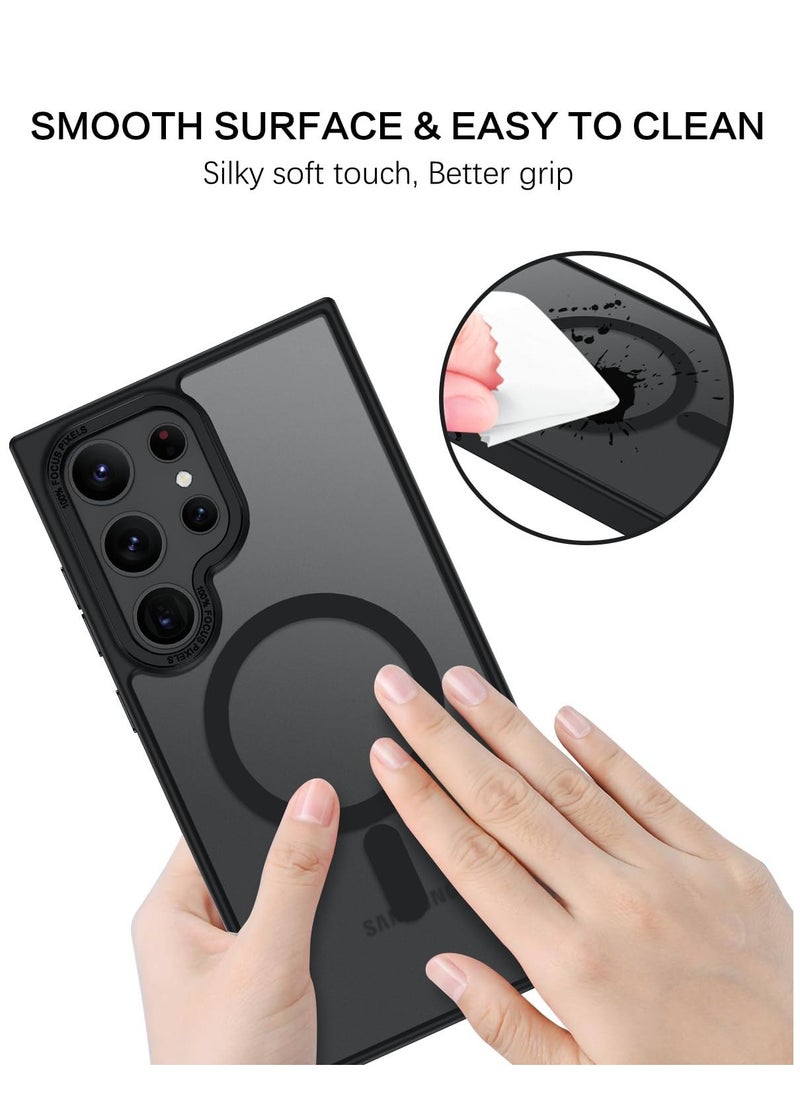 Eligo - for Samsung S24 Ultra Case, Compatible with MagSafe, Magnetic Translucent Matte Back Shockproof Cover with Strong Magnet, Slim Thin Full Protection Phone Case for Galaxy S24 Ultra 5G (Black) - Image 1