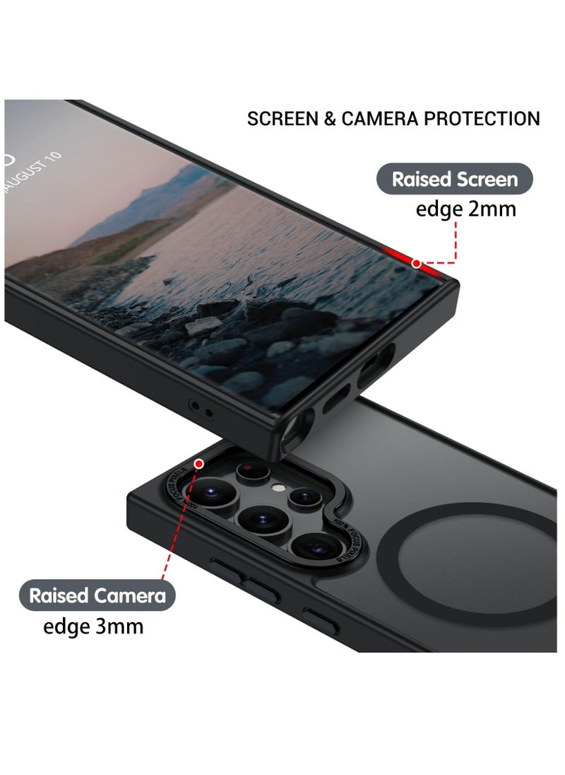 Eligo - for Samsung S24 Ultra Case, Compatible with MagSafe, Magnetic Translucent Matte Back Shockproof Cover with Strong Magnet, Slim Thin Full Protection Phone Case for Galaxy S24 Ultra 5G (Black) - Image 1