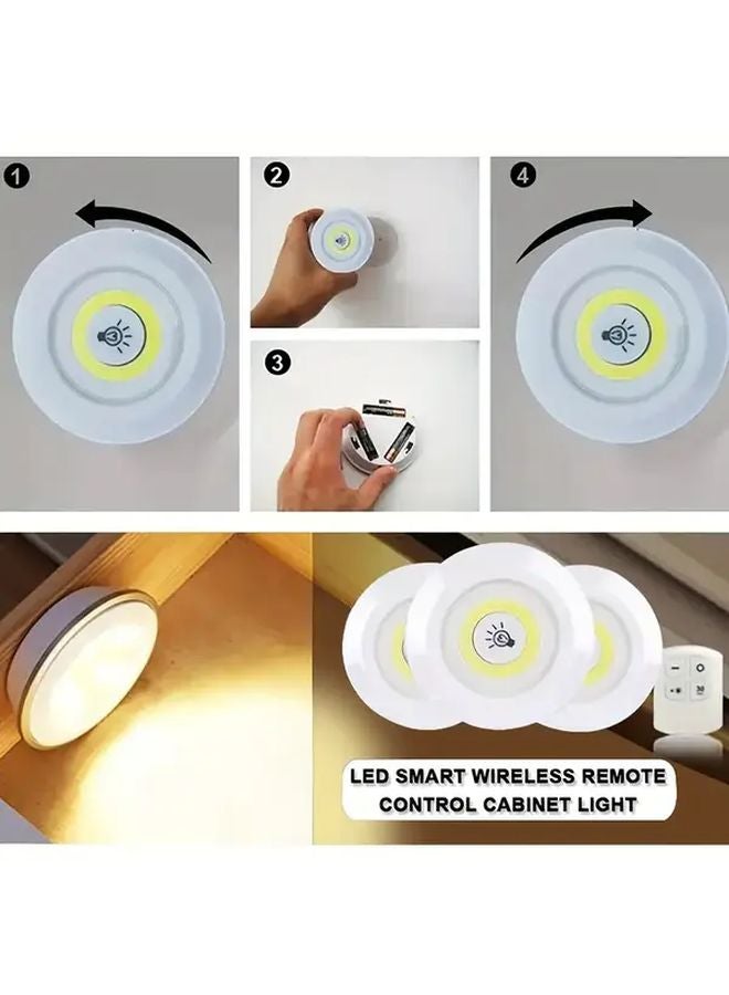 3 حزمة إضاءة منطقة LED بيضاء مع جهاز تحكم عن بعد للخزائن والخزائن والخطوات - Image 2