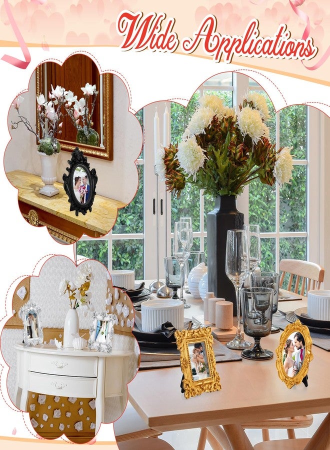 مايتيز مجموعة مايتيس المكونة من 15 إطار صور صغير عتيق مع حوامل، إطار بيضاوي مزخرف من الراتنج على الطراز الباروكي، مناسب لعرض الصور على سطح الطاولة، ديكور منزلي وحفلات الزفاف (متعدد الألوان). - Image 5