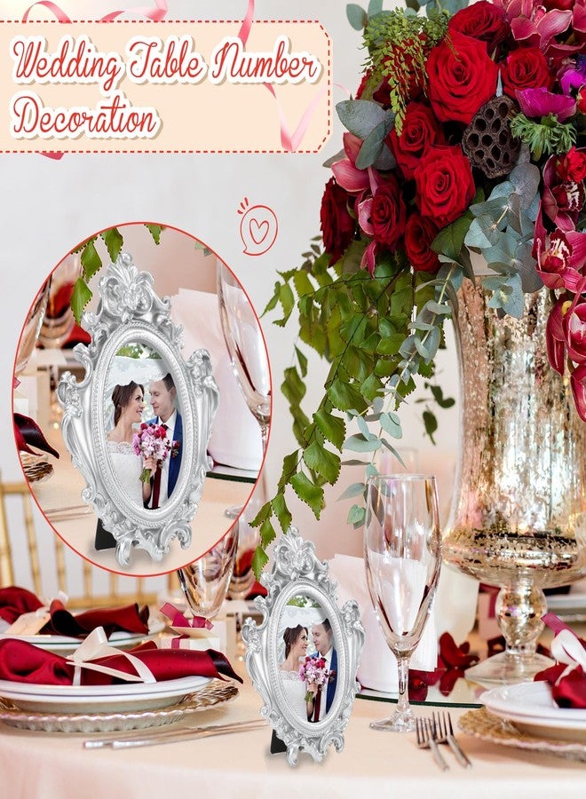 مايتيز مجموعة مايتيس المكونة من 15 إطار صور صغير عتيق مع حوامل، إطار بيضاوي مزخرف من الراتنج على الطراز الباروكي، مناسب لعرض الصور على سطح الطاولة، ديكور منزلي وحفلات الزفاف (متعدد الألوان). - Image 3