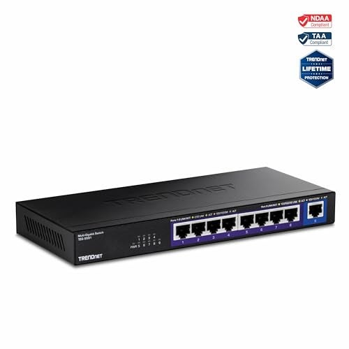 TRENDnet 9Port MultiGig Switch TEGS591 8 x 25G RJ45 Ports 1 x 10G RJ45 Port 60Gbps Switching Capacity Ethernet Splitter NDAA TAA Compliant Lifetime Protection Black - Image 3