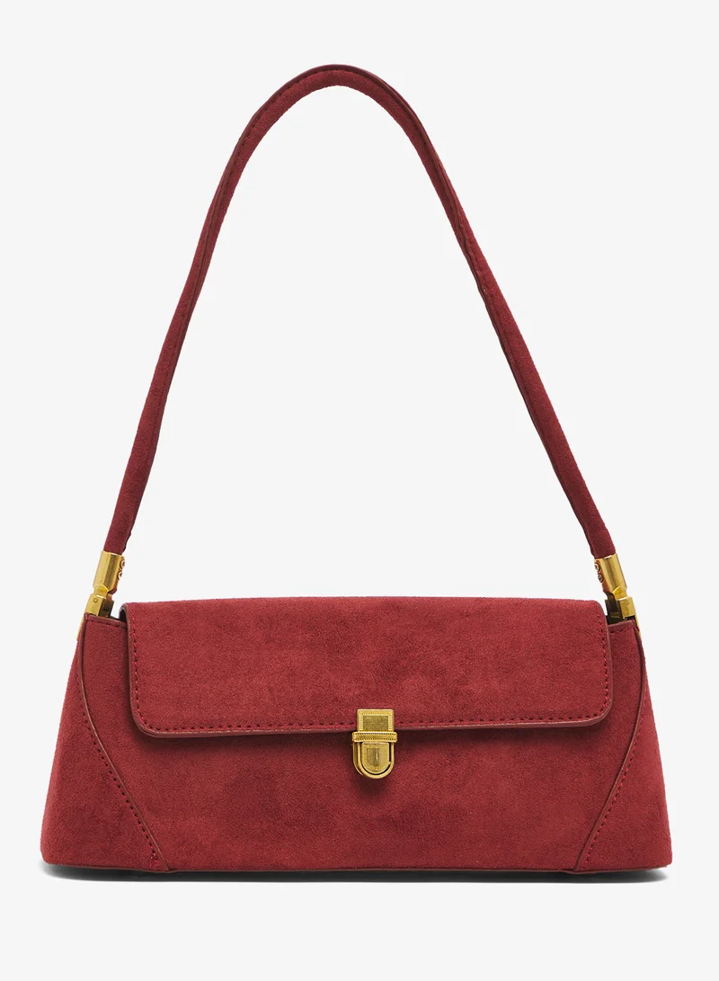 ELLA Gold Accent Suede East-To-West Bag