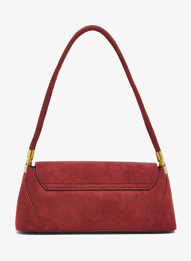 ELLA Gold Accent Suede East-To-West Bag