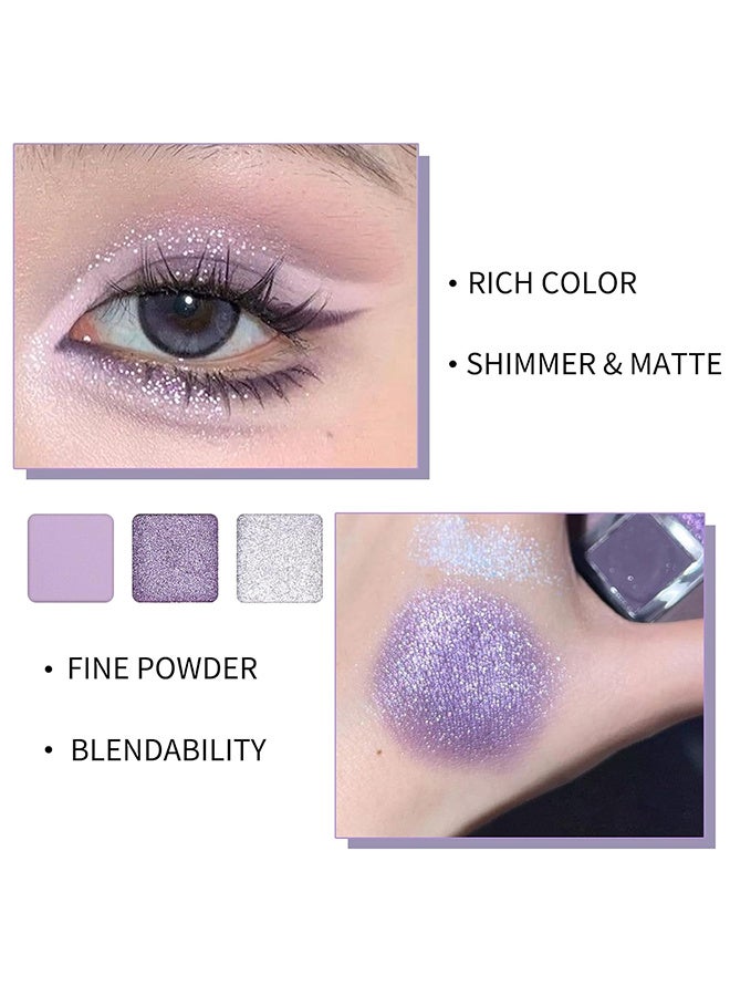 MUGELEEN 9 Colors Eyeshadow Palette, Matte Shimmer Glitter Eye Shadow Palette Makeup, Highly Pigmented Long Lasting Waterproof, Natural Neutral Nude Eyeshadow Make Up Pallet, Purple Lavender Charm Eyeshadow Palette - Image 4