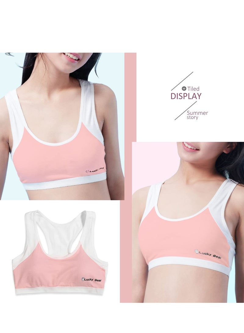 SOLARAE Girls Training Bras Teens Sports Cotton 10-12 Seamless Racerback Bralettes Underwear with Removable Padding 4 Pack - Image 3
