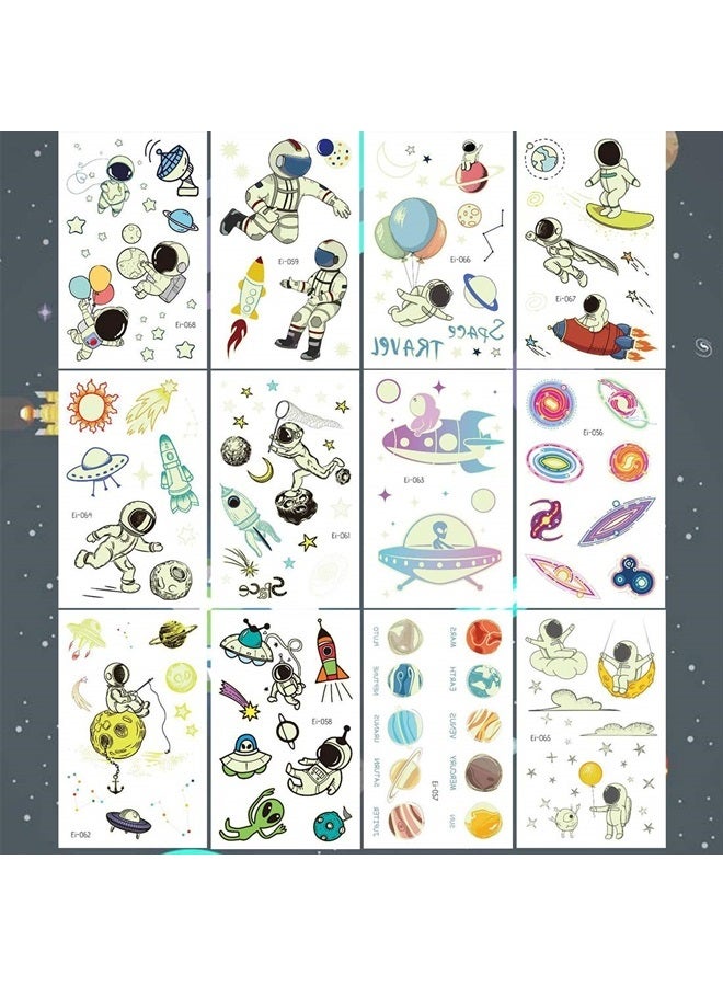 Ooopsiun Space Tattoos for Boys Glow in The Dark - 90 Luminous Styles, Space Birthday Party Decorations Favors for Kids Boys - Image 2