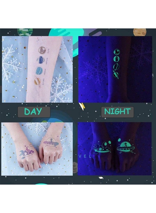 Ooopsiun Space Tattoos for Boys Glow in The Dark - 90 Luminous Styles, Space Birthday Party Decorations Favors for Kids Boys - Image 5