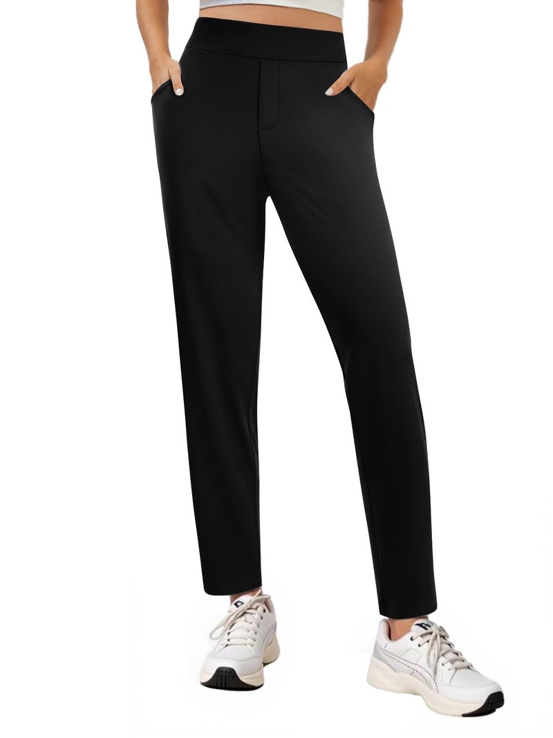 COPYLEAF Ankle Dress Pants Women High Waisted Work Travel Pants with Pockets Stretchy Business Casual Slacks(Black S) - Image 2