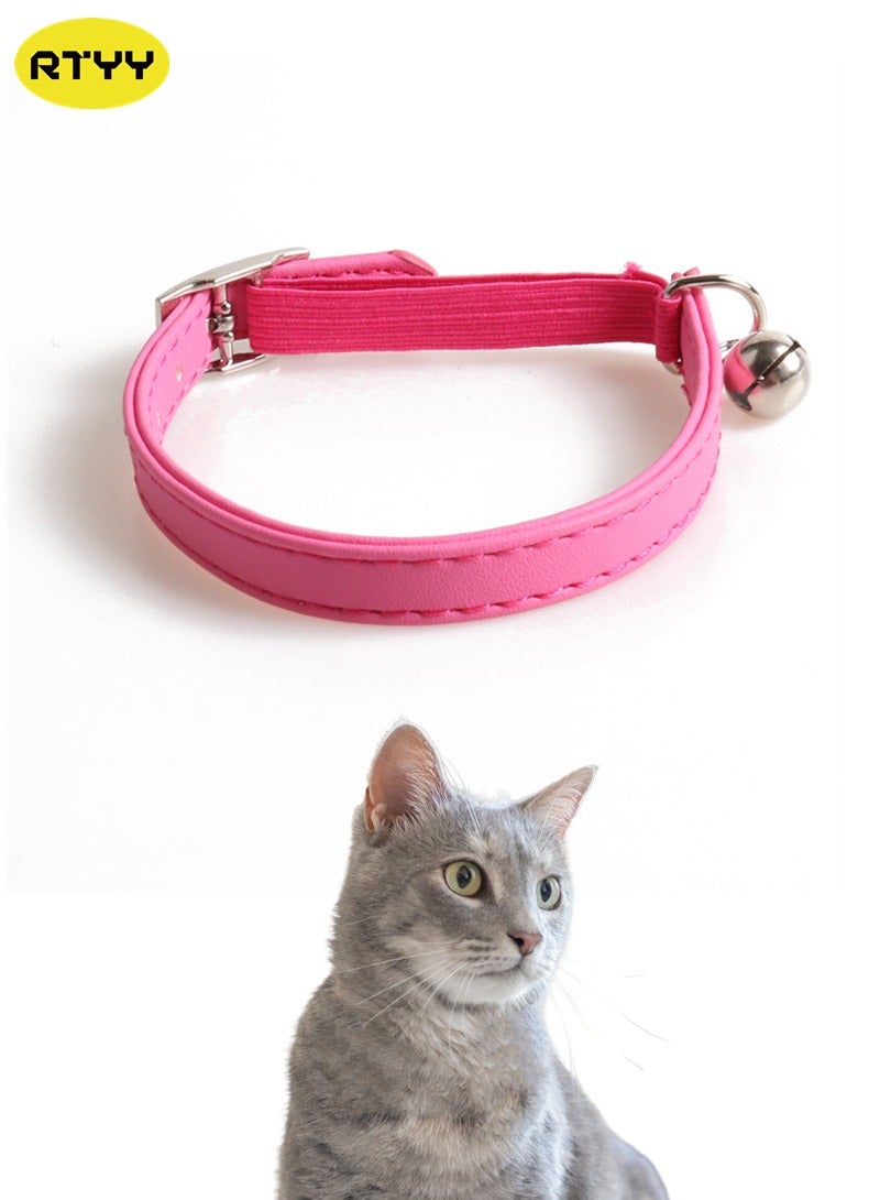 RTYY طوق قطط جلدي قابل للتعديل مع جرس، طوق جرو مضاد للاختناق للحيوانات الأليفة الصغيرة