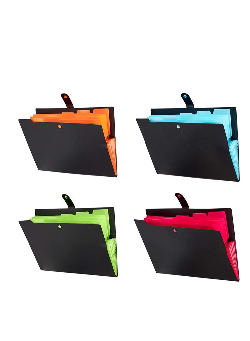 Zikra 4 Pack Expanding File Folders 6 Pockets, Accordion File Organizer File Folder Expanding Folders A4 Letter Size Document Organizer for School Office - Image 1