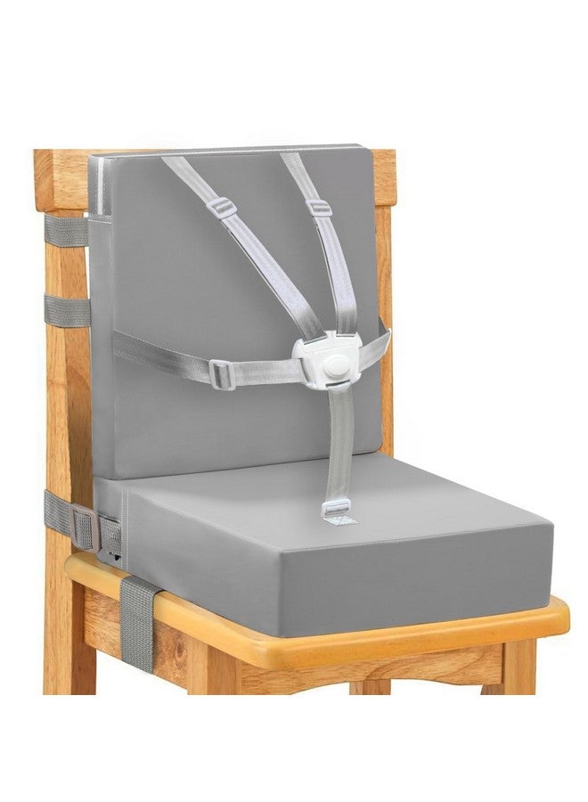 SMZCTYI Toddler Booster Seat for Dining Table, 5 Point Buckle Child Booster Seat for Table with Backrest, PU Waterproof Easy Cleaning Dining Booster Seat Adjustable Seat Belts & Non-Slip Bottom (Grey) - Image 1