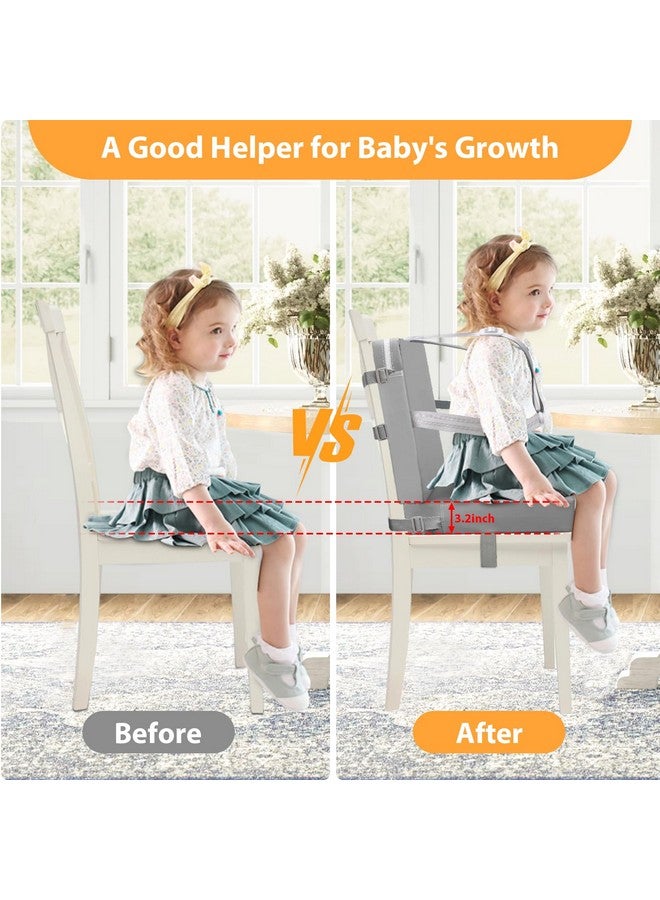 SMZCTYI Toddler Booster Seat for Dining Table, 5 Point Buckle Child Booster Seat for Table with Backrest, PU Waterproof Easy Cleaning Dining Booster Seat Adjustable Seat Belts & Non-Slip Bottom (Grey) - Image 2