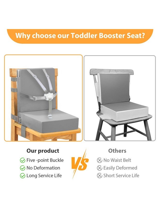 SMZCTYI Toddler Booster Seat for Dining Table, 5 Point Buckle Child Booster Seat for Table with Backrest, PU Waterproof Easy Cleaning Dining Booster Seat Adjustable Seat Belts & Non-Slip Bottom (Grey) - Image 4